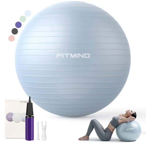 FITMIND Thick Exercise Ball 25.6 inches, BPA-Free, Anti-Burst, Blue
