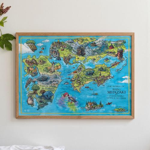 Studio Ghibli Map Poster: Hayao Miyazaki Anime Art