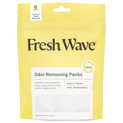 Fresh Wave Lemon Odor Eliminating & Deodorizing Packs | Bag of 6 | Safer Odor Relief for Small Spaces | Natural Plant-Based Odor Eliminator | Odor Absorbers for Home