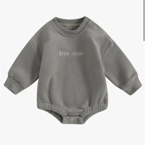 VISGOGO Newborn Infant Baby Boy Girls Oversized Romper Little Dude Sweater Onesie Coming Home Outfit Neutral Clothes