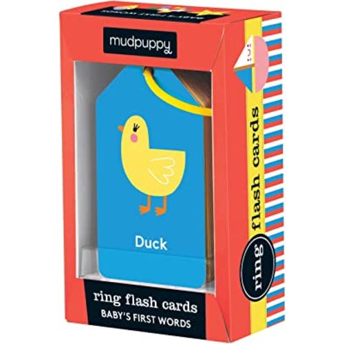 Mudpuppy Baby's First Words Flash Cards – 26 Double-Sided Word Flash Cards on a Reclosable Plastic Ring, Learning Game for Babies and Toddlers Ages 3 to 5, Multicolor
