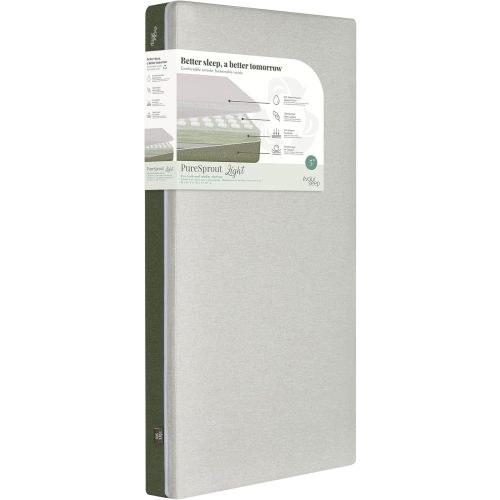 Evolur PureSprout Light 2-in-1 Crib Mattress, Dual-Sided for Infant & Toddler, Airlay Fiber Core, Washable Cover, GREENGUARD Gold & BSA Certified, Fits Full-Size Crib & Toddler Bed, 52" x 28" x 5"