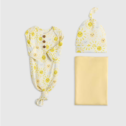 Bamboo Gown, Hat & Swaddle Set in Sunshine