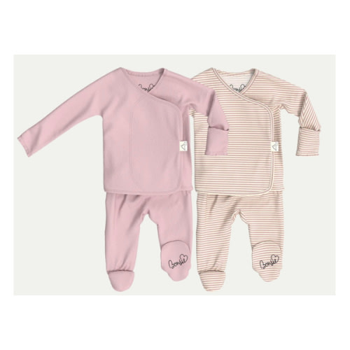 Baby Bundle Footie - Peony + Berry Twist – Bonsie Skin to Skin Babywear