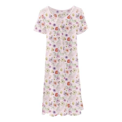 Women's Print Nursing Nightgown in Shrinking Violet Pressed Flowers