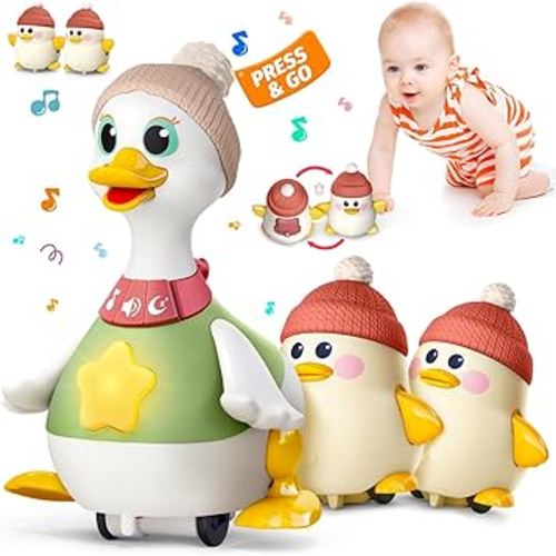 Musical Lullaby Crawling Duck Toy - Interactive Baby Toy with Waddling & Calming Lights for Tummy Time, Bedtime & Crawling Training | BPA-Free Infant Gift for 6-12 Months