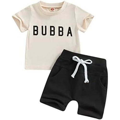 Toddler Boy Clothes Little Dude Print Pullover Tee Top Casual Drawstring Shorts Summer Outfit Playwear Set