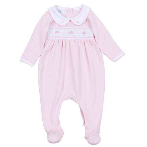 Lillian Smocked Footie - Pink