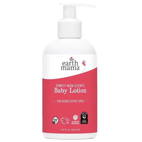 Earth Mama Simply Non-Scents Baby Lotion for Dry Skin, Calendula Cream, Skin Care for Kids, Organic Moisturizer, Unscented Lotion with Aloe, Rooibos, & Shea Butter, 8-Fl oz