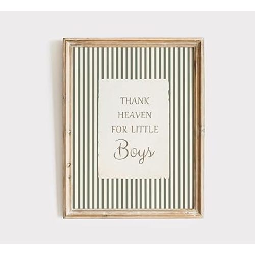 Thank Heaven For Little Boys Print, Green Boy Nursery Decor, Boy Nursery Wall Art Neutral Boys Room Vintage Cottagecore Quote Thank Heaven For Little Print Green Decor
