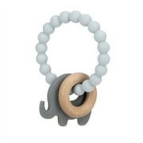 (2 pack) Nuby Silicone Animal Beaded Teething Ring for Infants, Elephant Design Baby Teether