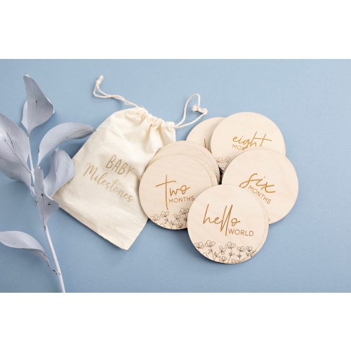 Floral Milestone Rounds | Monthly Milestone Set | Engraved Monthly Milestones | Monthly Baby Photo Prop | Baby Shower Gift | Wood Milestones