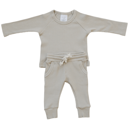 Oatmeal Organic Cotton Ribbed Pocket Set – Mebie Baby