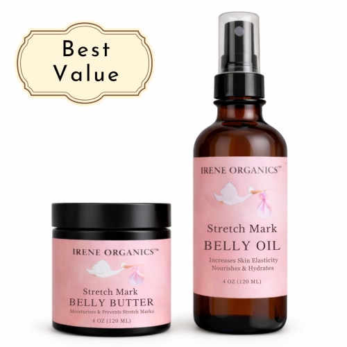 Belly Care Routine Bundle – Stretch Mark Prevention & Hydration for Pregnancy – Irene Organics