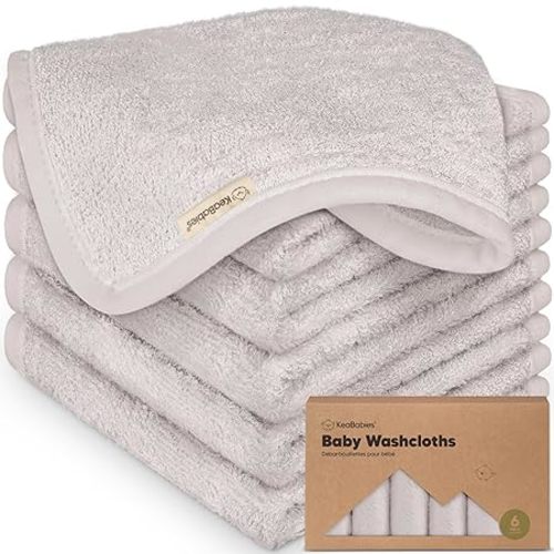 6-Pack Baby Washcloths - Soft Absorbent Viscose from Bamboo Wash Cloths for Babies, Kids, Toddlers, Infant, Newborn Bath Towels, Gentle on Sensitive Skin, 10x10 Reusable Face Towels (Heather)