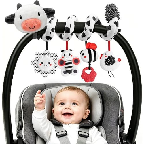 QXTYFH Spiral Car Seat Baby Toys 0-6 6-12 Months, High Contrast Sensory Toy