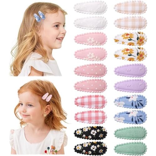 20 PCS Snap Toddler Hair Clips - Flower Patterns, Wrapped Mini Barrettes, Cute Hair Accessories for Girls and Infants