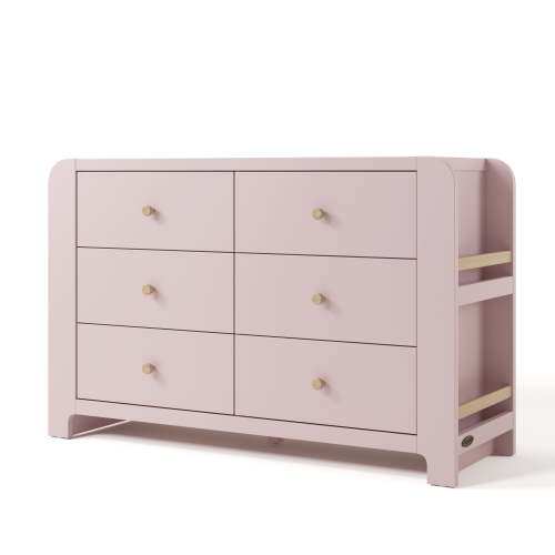 Graco Read-with-Me 6 Drawer Chest with Bookshelves, Blush with Driftwood