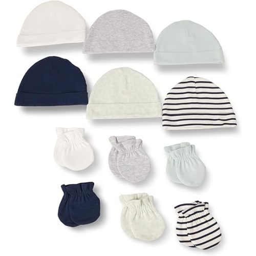 Amazon Essentials Unisex Babies' 12-Piece Hats and Mittens Set