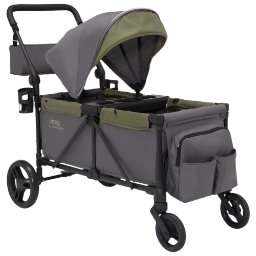 Delta Children Jeep Sport All-Terrain Stroller Wagon, Grey with Olive Green