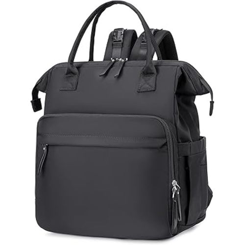 Convertible Diaper Bag Tote, Wide Open Top 14 Pockets Stylish Baby Diaper Bag with Stroller Buckle, Water-resistant (Black-silver, Extral-large)