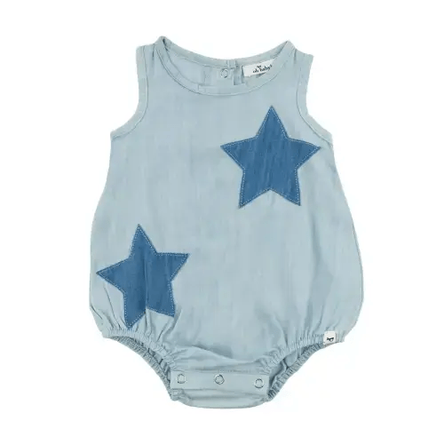Girls' Lyocell Denim Stars Applique Bubble - Baby