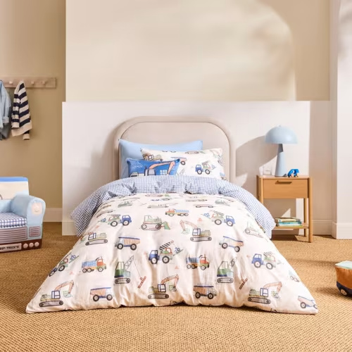 Adairs Kids - Stonewashed Natural Dig It Quilt Cover Set | Adairs