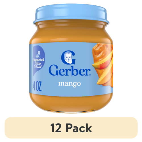 (12 pack) Gerber 1st Foods Natural for Baby Baby Food, Mango, 4 oz Jar