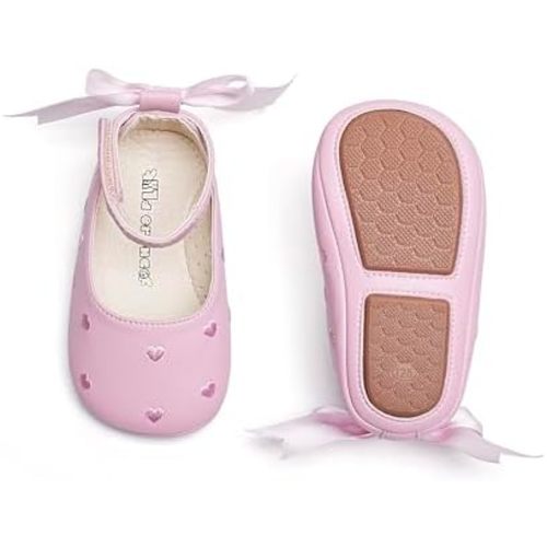 Kiderence Baby Girls Prewalker Mary Jane Flats Bowknot Princess Dress Shoes (Infant/Toddler)
