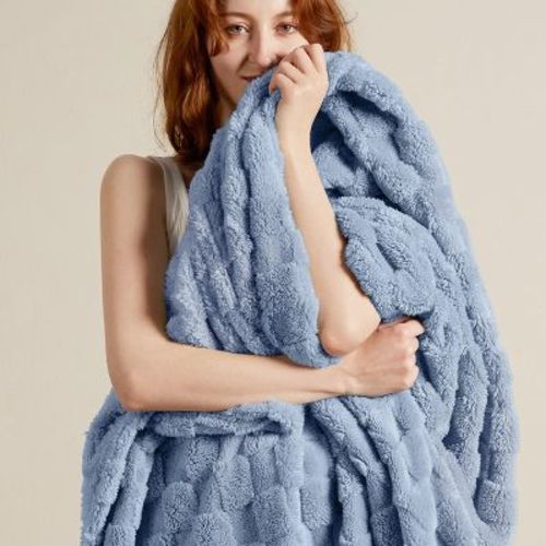 Cute Soft Cozy Checkered Throw Blanket for Couch Twin Size Ashley Blue - Bedsure