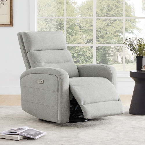 CHITA Power Glider Recliner Chair, 270° Swivel Recliner with USB Ports for Nursery, Fabric in Dove Gray