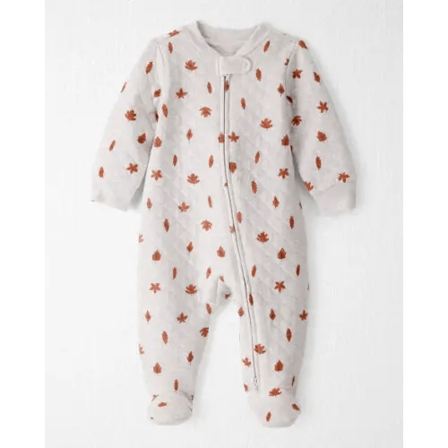 Baby Quilted Sleep & Play Pajamas Made with Organic Cotton in Leaves Print - Little Planet | Carter's