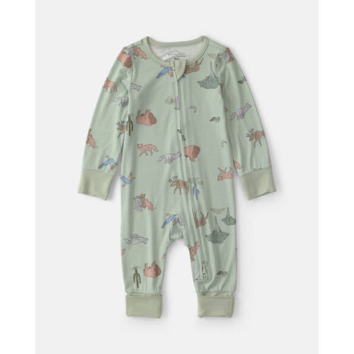 Baby Boy Desert PurelySoft™ 2-Way Zip Sleep & Play Pajamas - Green | Carter's