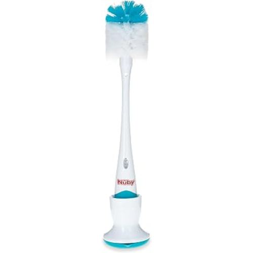 Nuby 2-in-1 Bottle and Nipple Brush | Stand - Blue