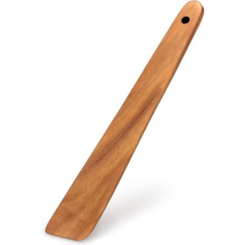 Teak Wooden Spatula for Cooking Spoon Non Toxic Kitchen Utensil Spurtle | Food Dough Scraper Non Stick Bamboo Cooking Utensils Flat Camping Wood Egg Spatulas Turner Cast Iron Sourdough Stirrer Spoon