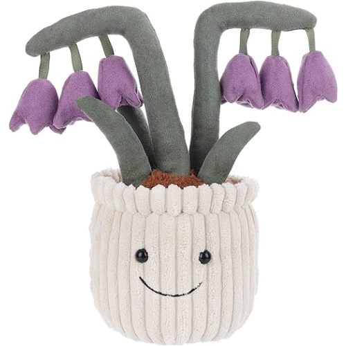 Apricot Lamb Soft Flores Convallariae Plant Plush Toy, Stuffed Purple Flower Pot, Kawaii Plushie for Kids