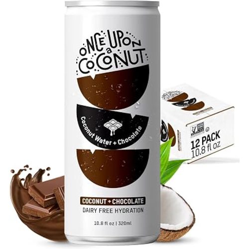 Once Upon a Coconut Premium Chocolate Coconut Water - Low Calorie All-Natural Drink with Electrolytes - Non-GMO - Gluten-Free - 10.8 Fl Oz (Pack of 12)