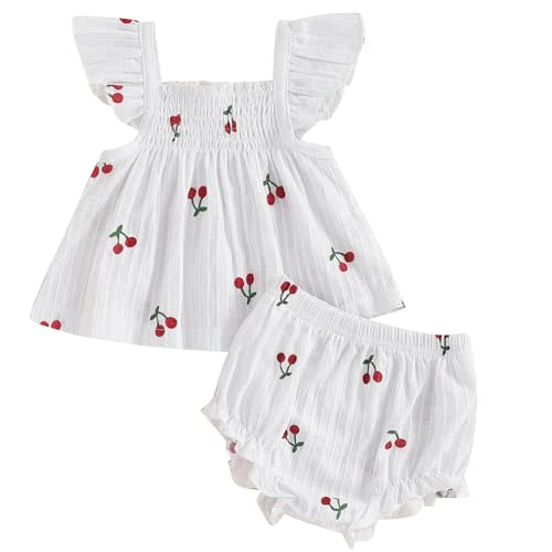 Mubineo Baby Girl Summer Clothes Cute Ruffle Tops Dress Shorts Outfits Set Infant Toddler Shrit Bloomers Princess Outfit