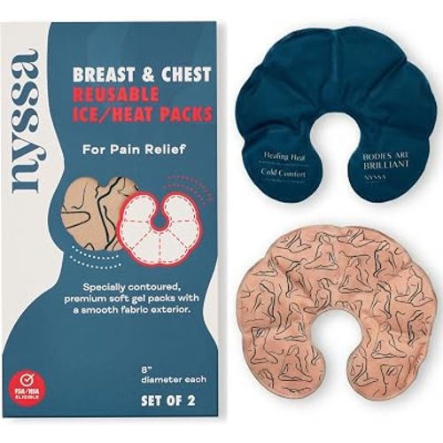 Nyssa Breast Therapy Packs – Cold & Hot Reusable Gel Pads for Breastfeeding, Engorgement & Postpartum Comfort – Soft, Flexible & Moldable Design – Set of 2