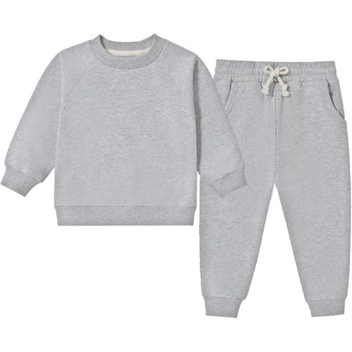Baby Boys Sweatsuit Set Organic Cotton Toddler Boys Clothes Fall Outfits 2 Piece Top and Pants Clothing Sets