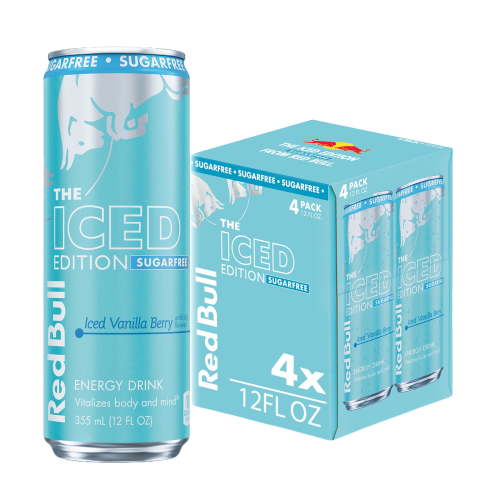 Red Bull Iced Edition Sugarfree Energy Drink, Iced Vanilla Berry, 12 fl. oz., Pack of 4 cans