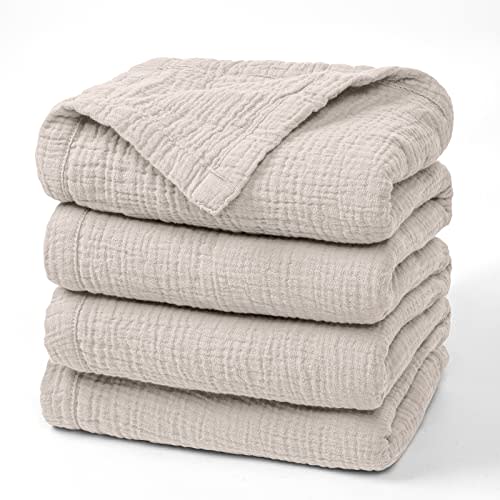 lulumoon Muslin Blankets for Adults 55”x75” - Kids Couch Throw Blanket for Boys - Light Weighted Organic Muslin Quilt for Sofa and Bed (Ivory)