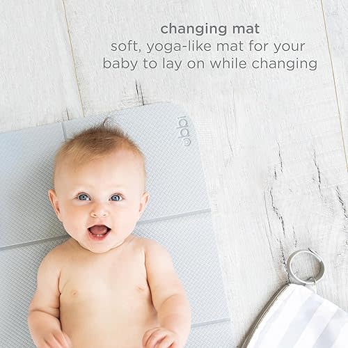 Ubbi On-the-Go Changing Mat with Carrying Bag, Soft and Comfortable Diaper Bag Accessory Must Have for Newborns, Easy to Clean, Portable Changing Pad, Gray