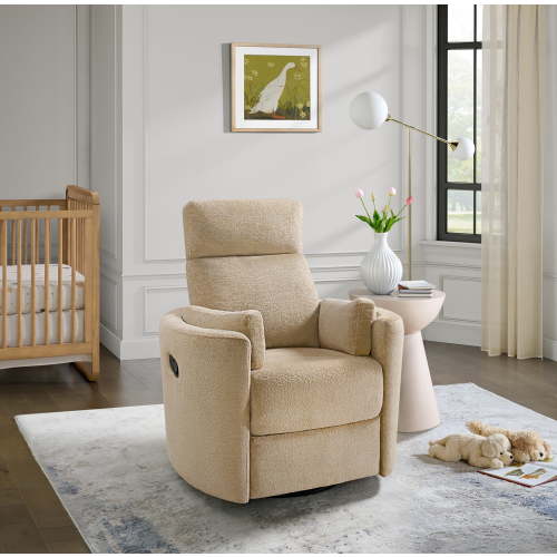 Soho Baby Nottingham Upholstered Glider Recliner Rocking Chair 360° Swivel for Nursery and Living Room – Latte​