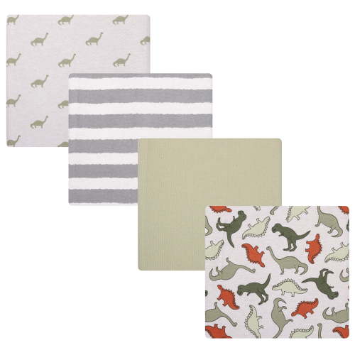 Hudson Baby Cotton Flannel Receiving Blankets 4-Pack, Multi Color Dino , One Size