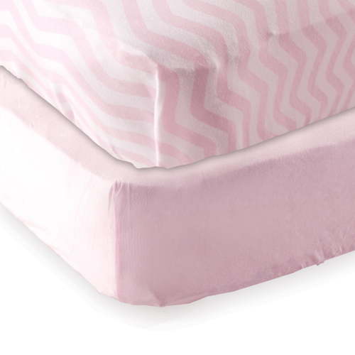 Luvable Friends Baby Girls' Fitted Crib Sheet, 2-Pack, Choose Your Color