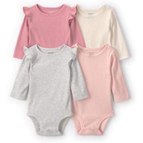 Carter's Baby Girls' 4-pack Long Sleeve Bodysuits