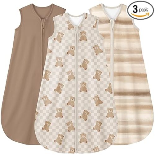 Yoofoss Baby Sleep Sack 0-6 Months Wearable Blanket for Babies 100% Organic Cotton 2-Way Zipper TOG 0.5 Toddler Sleeping Sack 3 Pack, Comfy Lightweight Sleep Sacks