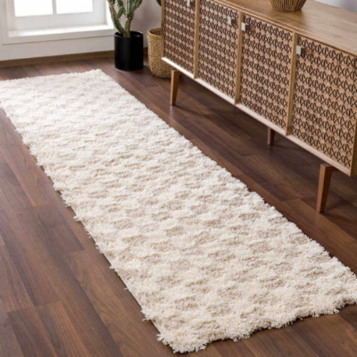 Latitude Run® Atiran Checkered Shag Beige Area Rug & Reviews | Wayfair