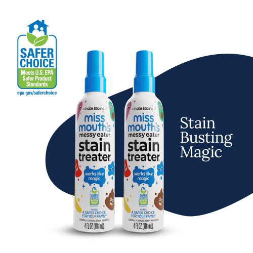 Miss Mouth's Messy Eater Stain Treater Spray for Baby & Kids – 4 fl oz. 2 pk – Newborn & Baby Essentials – Stain Remover for Food, Grease, Coffee & More – Gentle on Laundry, Fabric & Underwear